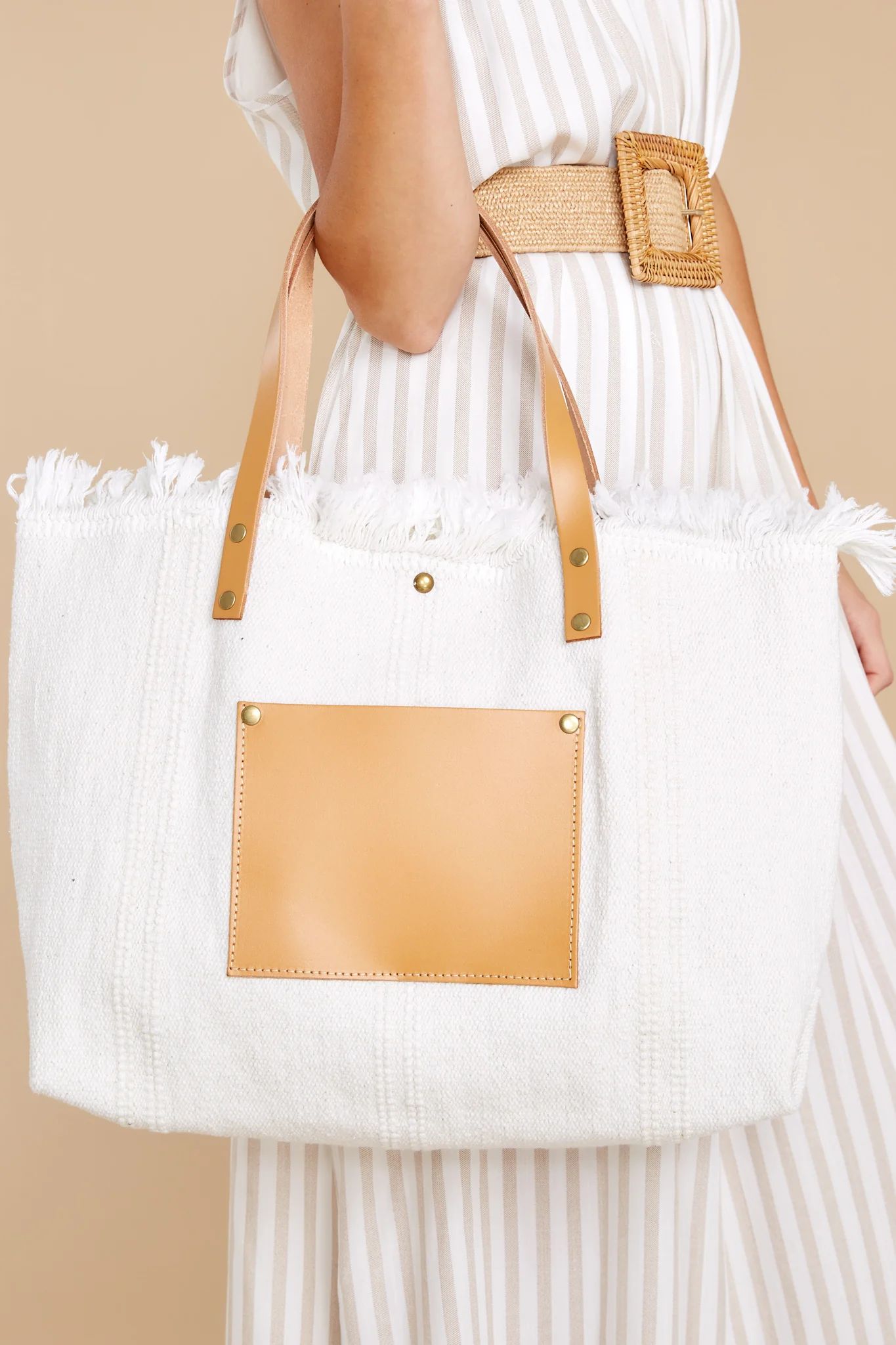 Carry It All White Tote Bag | Red Dress 