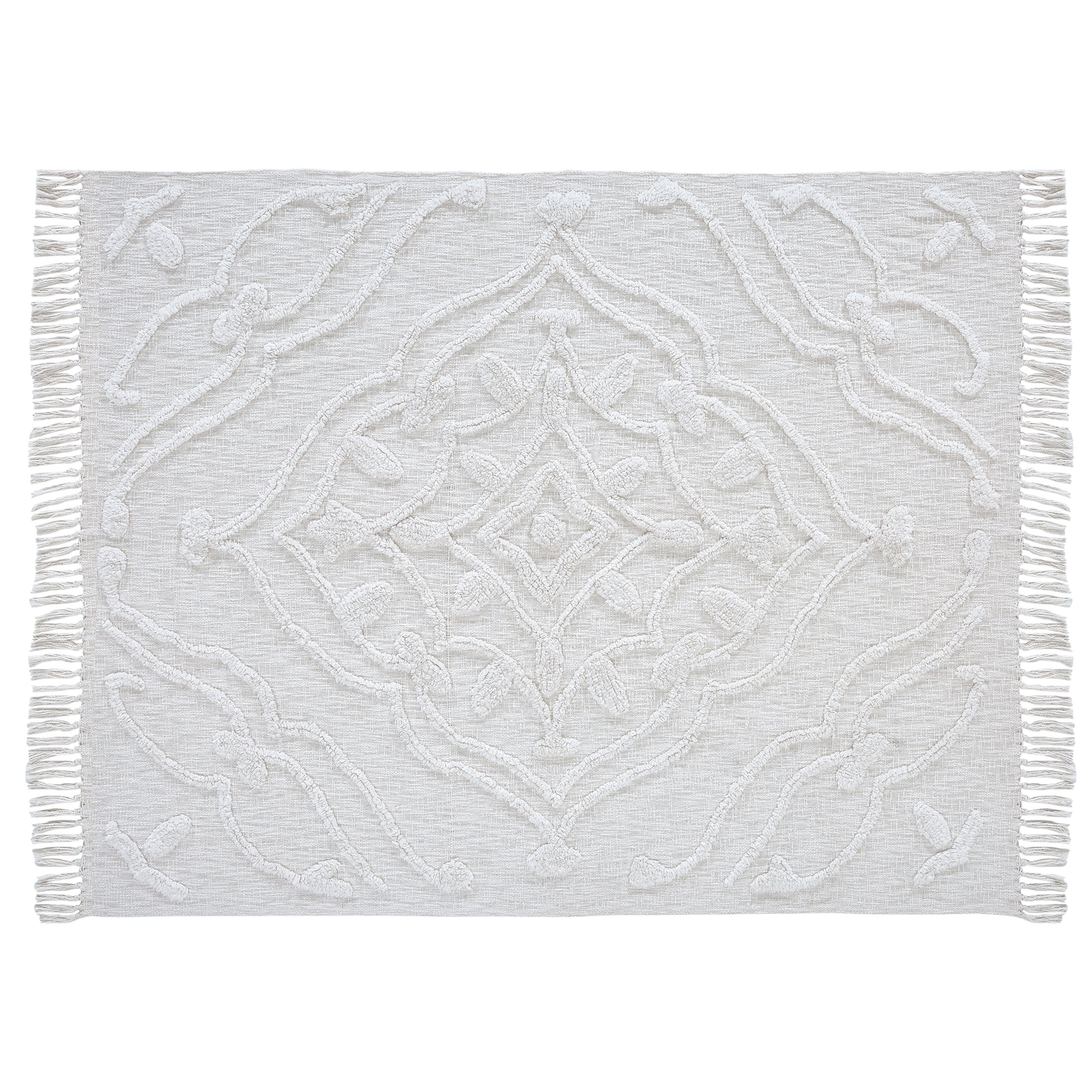 My Texas House Francesca Tufted Medallion Solid Cotton Throw, 50" x 60", Ivory - Walmart.com | Walmart (US)