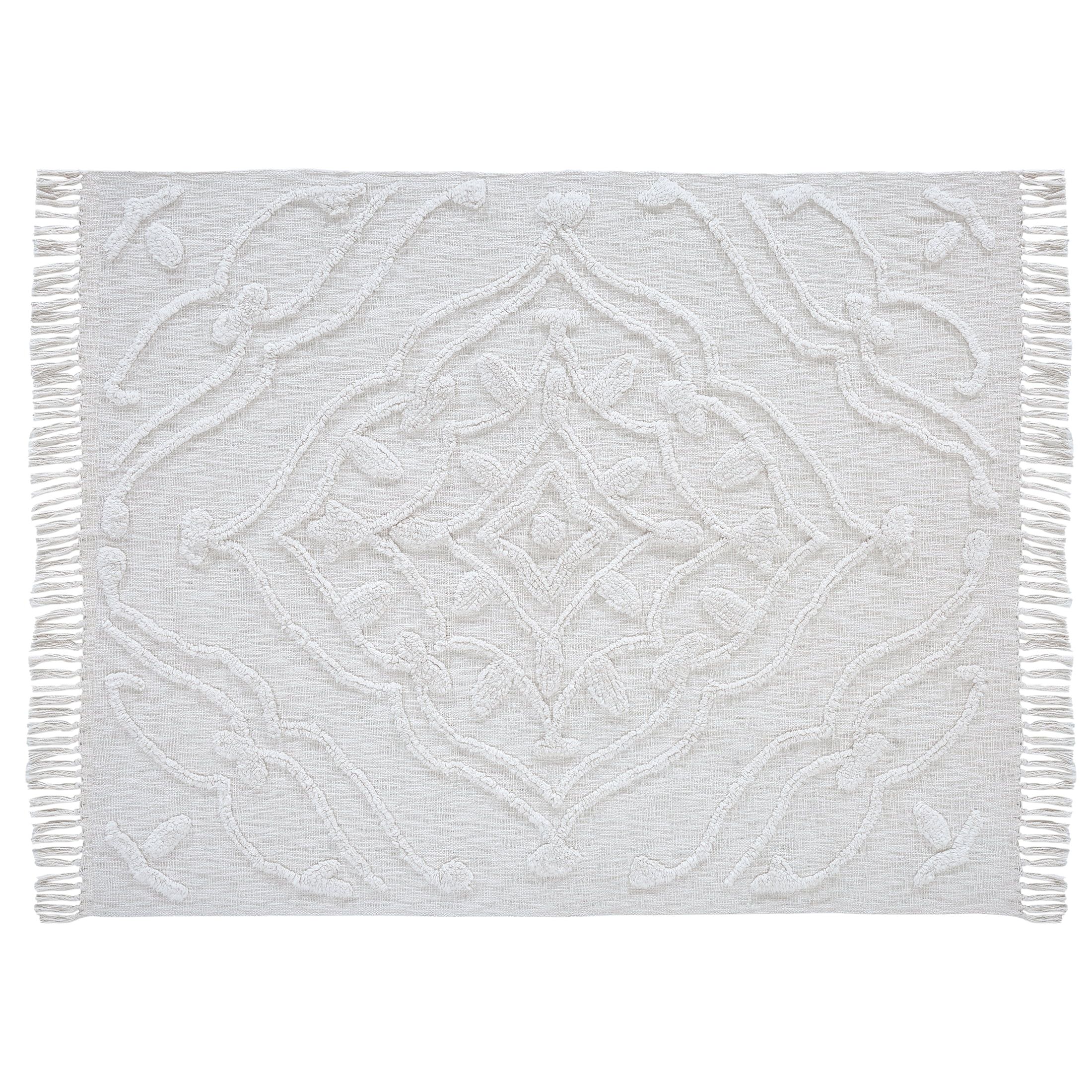 My Texas House Francesca Tufted Medallion Solid Cotton Throw, 50" x 60", Ivory - Walmart.com | Walmart (US)