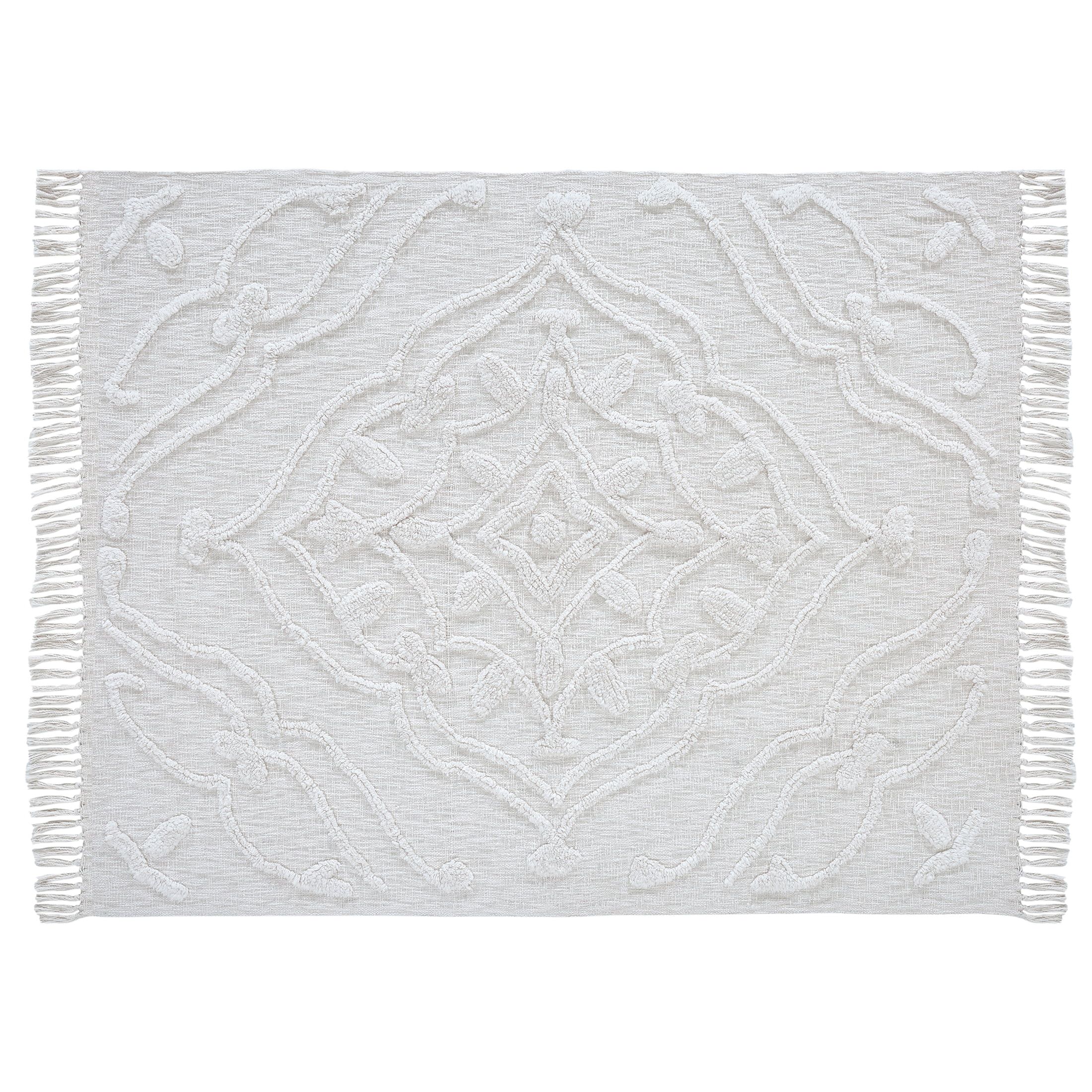 My Texas House Francesca Tufted Medallion Solid Cotton Throw, 50" x 60", Ivory - Walmart.com | Walmart (US)