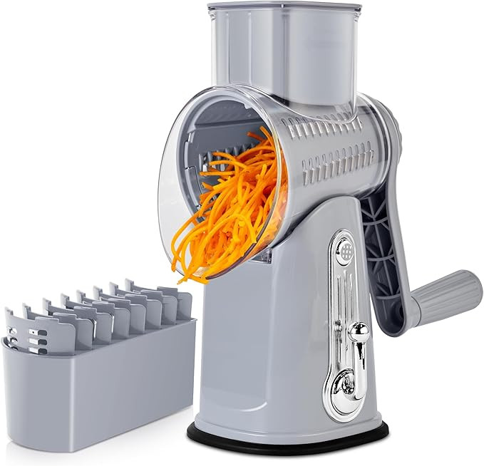 SUSTEAS Rotary Cheese Grater with Handle - Vegetable Shredder with 5 Well-designed Blades & Stron... | Amazon (US)