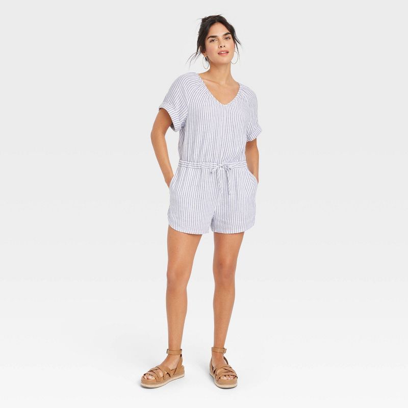 Women's Short Sleeve Linen Romper - Universal Thread | Target