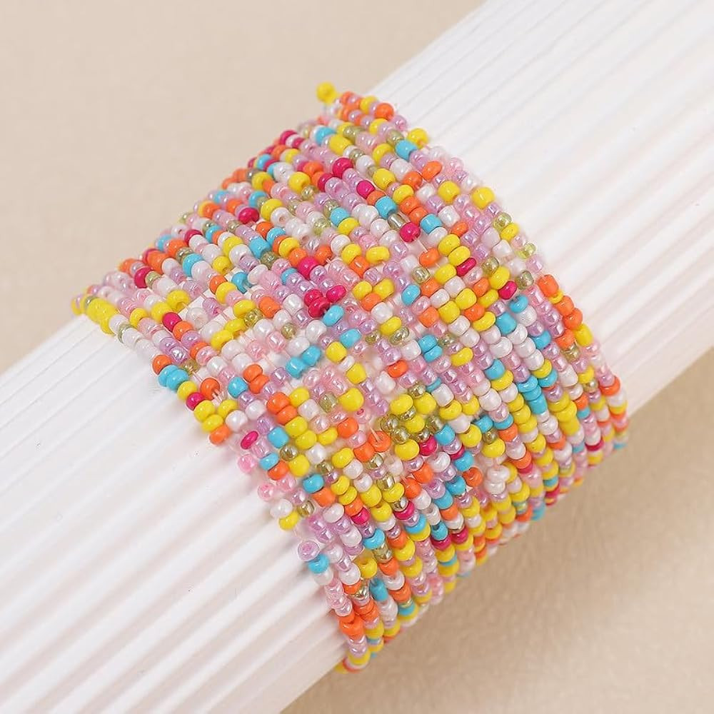 18-20PCS Colorful Bohemia Seed Beaded Bracelets Set Stackable Boho Stretch Bangle Bracelets Multi... | Amazon (US)