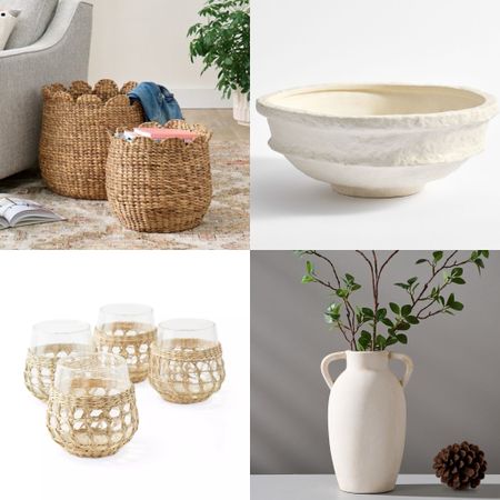 Pretty decor finds like the cutest scalloped baskets on sale, wicker glasses also on sale, plus pretty vases and bowls!

#homedecor #springdecor #tabletop #glassware 

#LTKhome #LTKSeasonal #LTKfindsunder50