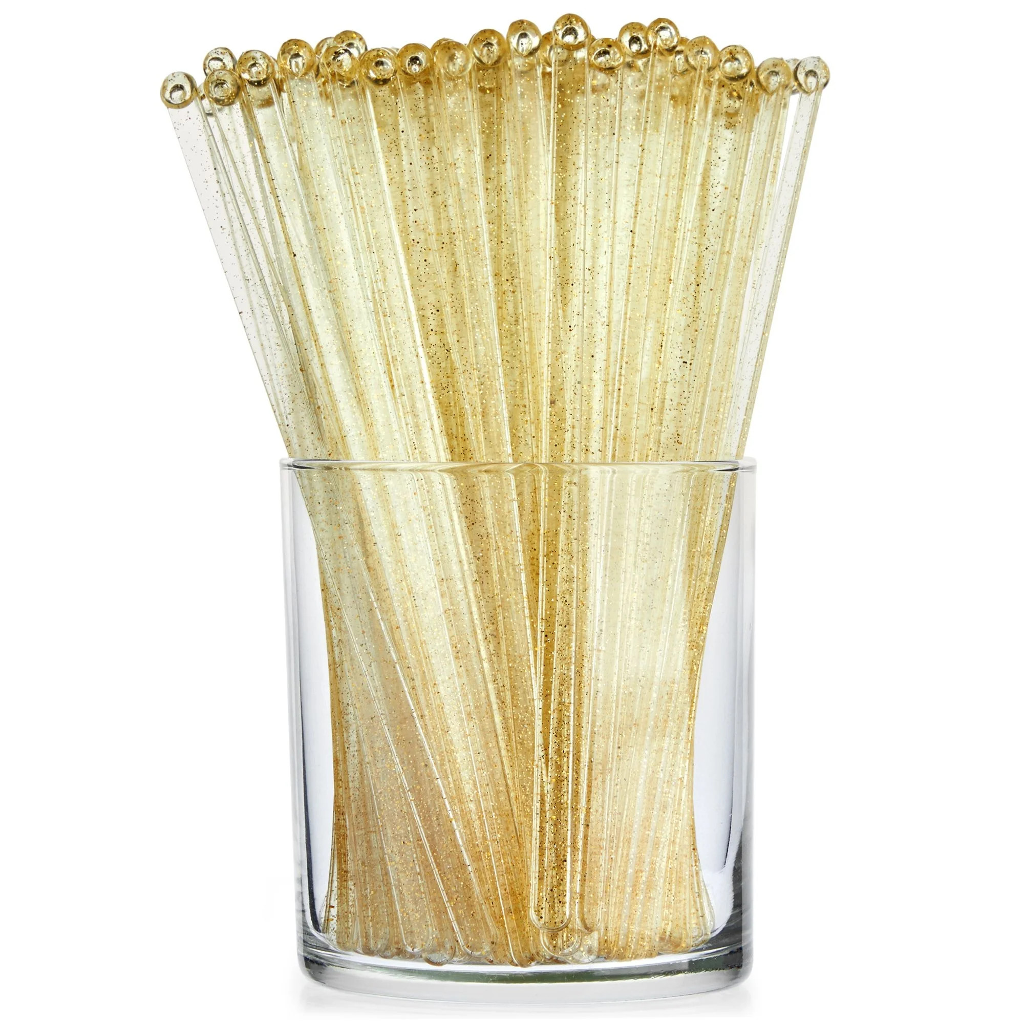 100 Pack Gold Swizzle Sticks for Cocktails, 6.5 Inches Long, Plastic Drink Stirrers for Coffee Ba... | Walmart (US)