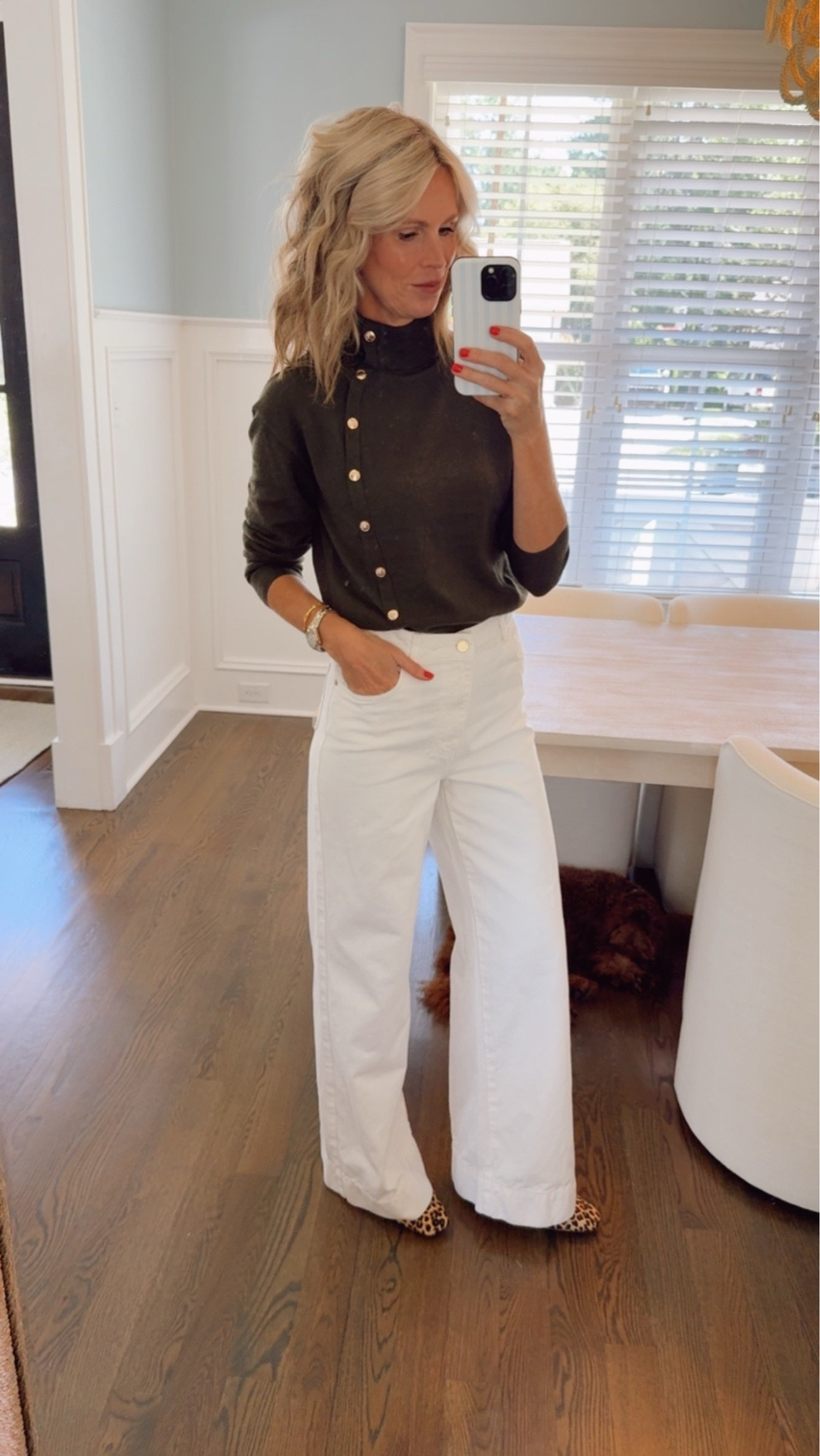 Loving this look from @Mint Velvet ! The khaki knit top and cream wide leg jeans look so good together, and the leopard flats add a fun touch. Linking all three pieces here 🤎

fall outfit, wide leg jeans, cream denim, knit top, leopard print flats, fall fashion, Mint Velvet

#LTKootd #LTKSeasonal #LTKTall