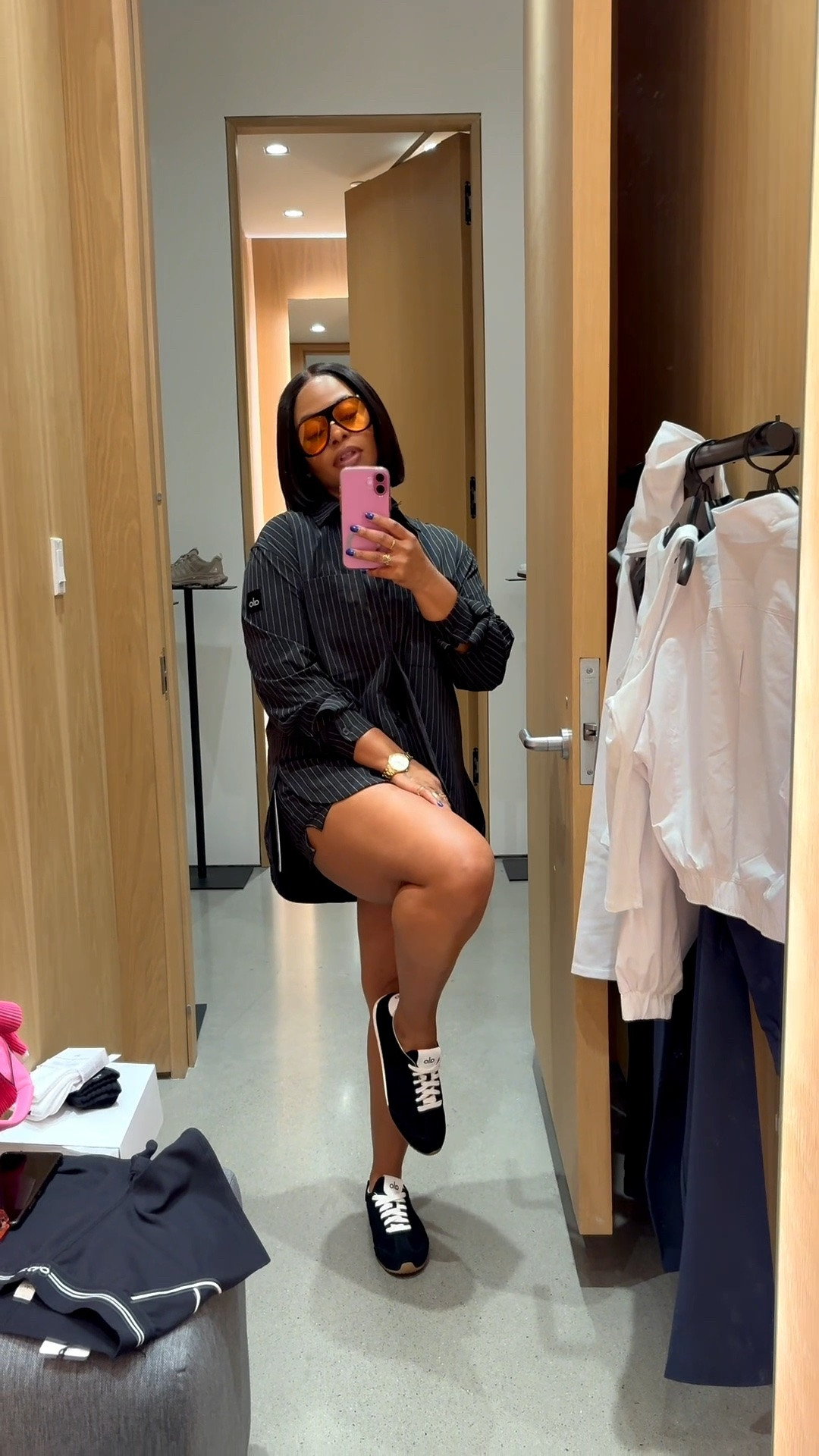 Alo set styled two ways 🤍 Wear it oversized for that effortless chic look or keep it more fitted for a clean sporty vibe. 

I’m 5’2”, 149 lbs wearing a size small top + medium shorts paired with the new trending Alo sunset sneakers. 

The perfect elevated athleisure outfit for errands, travel days, Pilates, coffee runs, and everyday wear ✨

It’s currently 30% off during the Aloversary sale 👏

#LTKgrwm #LTKootd #LTKSaleAlert