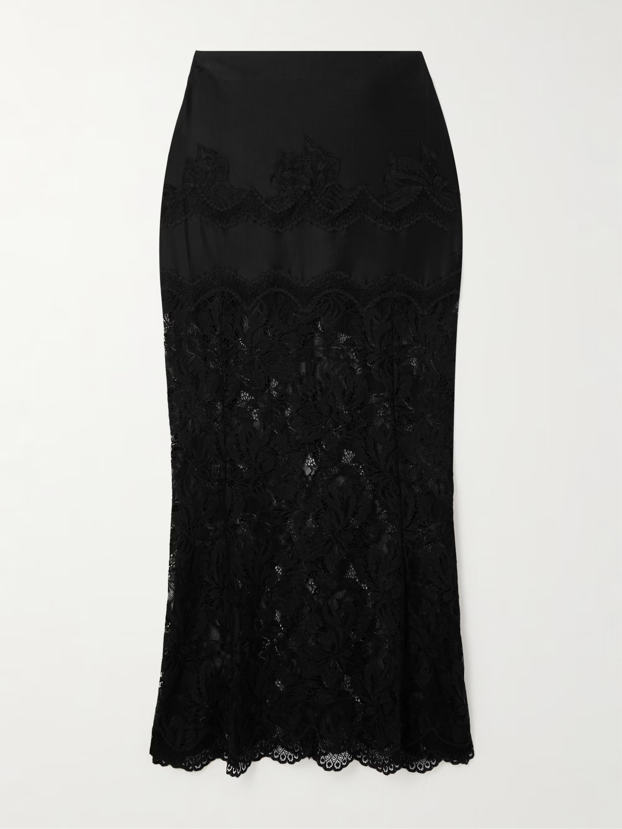 Scalloped satin and lace midi skirt | NET-A-PORTER (US)