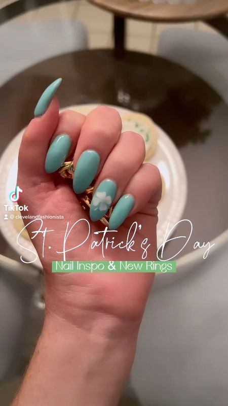 St. Patrick’s Day Nail Inspo and a 10 piece ring set for $13 - gold rings - stacking rings - Amazon Fashion - Amazon finds 

#LTKunder50 #LTKSeasonal #LTKbeauty