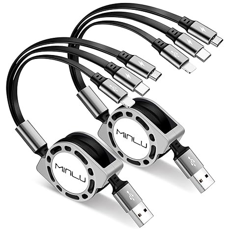Multi Charging Cable 3A, [2Pack 4ft] Retractable Multi Charging Cord 3 in 1 Fast Charger Cord, Mu... | Amazon (US)