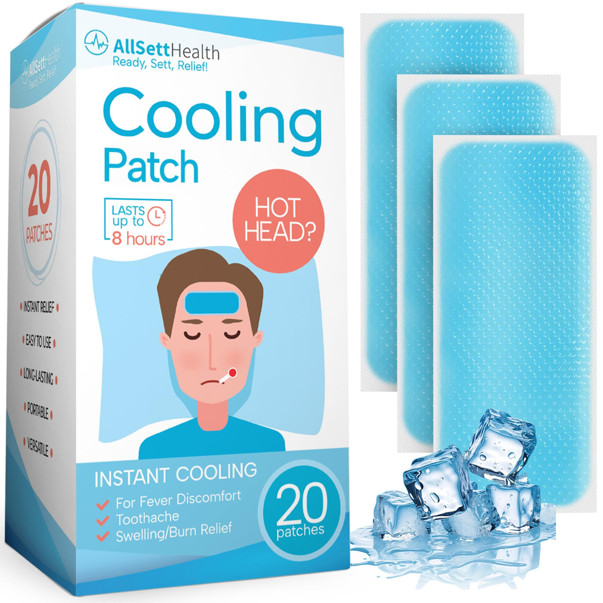 Cooling Patches for Fever, Natural Headache and Migraine Relief, (20 Pack) Soft Gel Sheets, Fever... | Amazon (US)