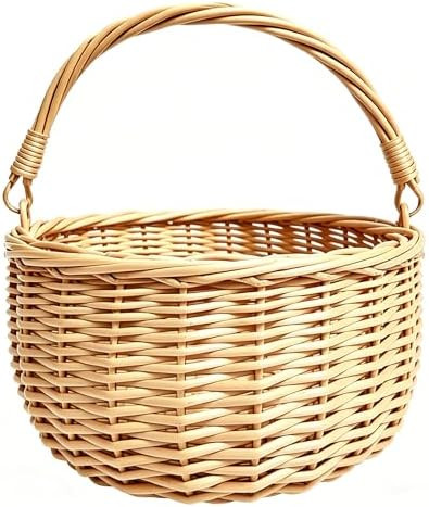 10 x 10in Wicker Basket Rustic Wicker Picnic Basket with Handle Cute Flower Girl Baskets Rattan E... | Amazon (US)