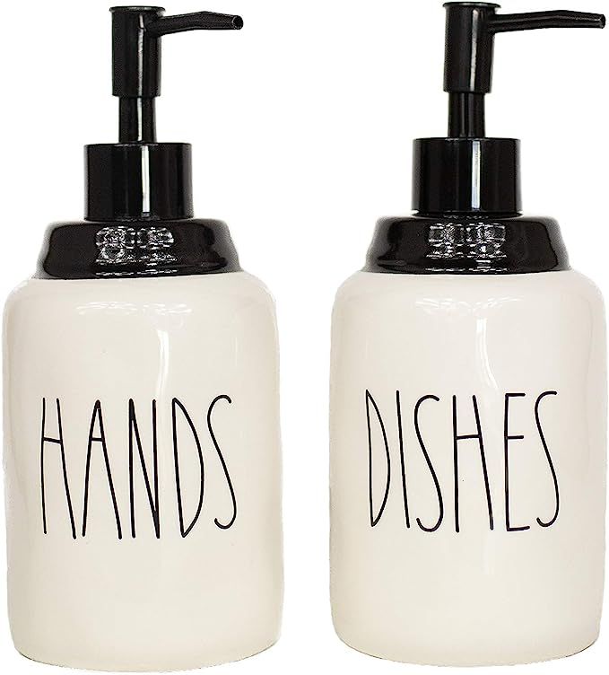 Cam n Honey Modern Farmhouse Style Ceramic Dishes and Hands Liquid Soap Dispenser Set – Perfect... | Amazon (US)