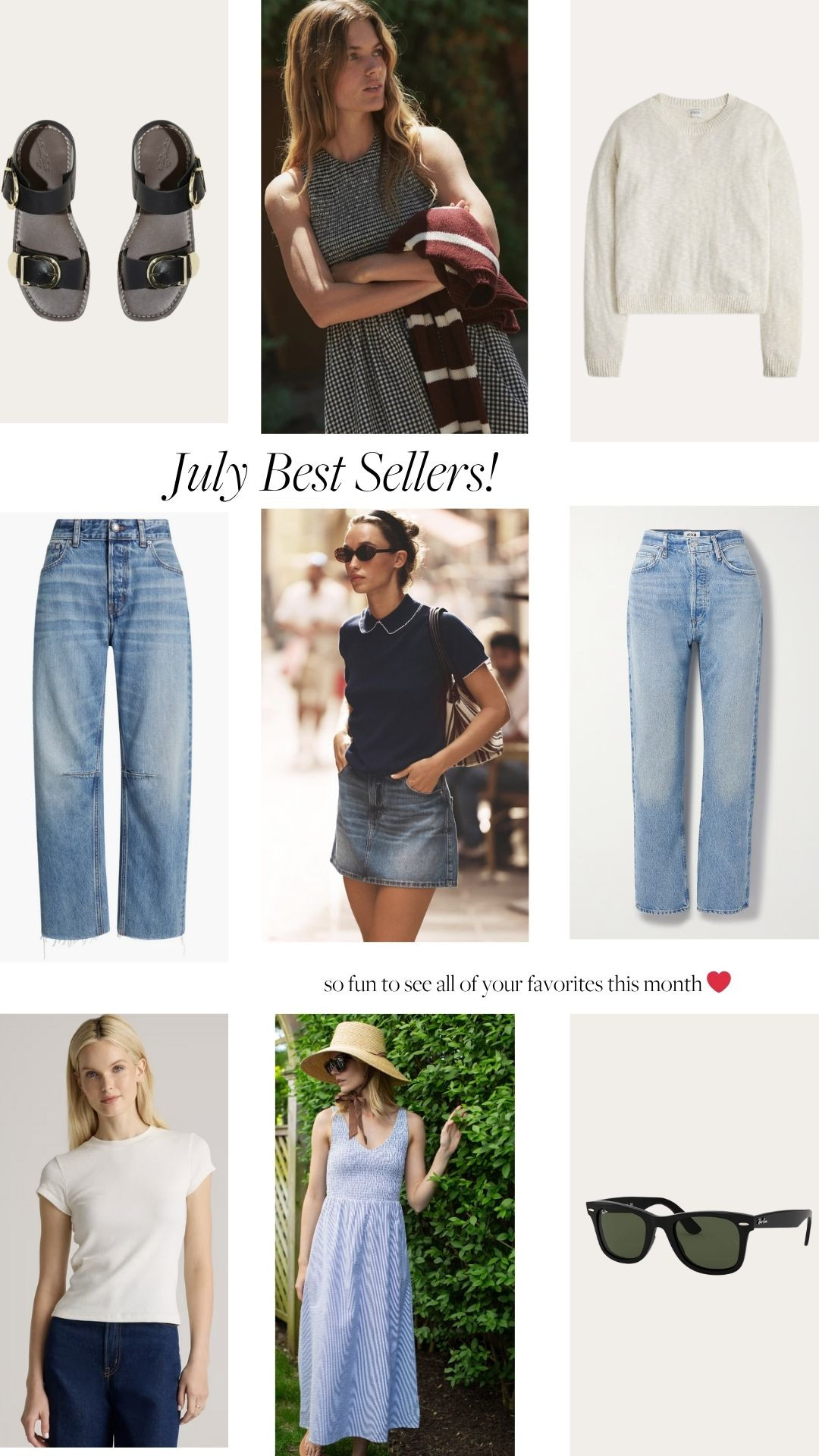 So fun to see all of your favorites this month! A lot of jeans for the perfect transition into Fall, cute dresses and definitely don't sleep on the Zara Contrast Trim Knit Top (July's #1 seller for a reason and back in stock in most sizes)! 

 #LTKSeasonal #LTKFindsUnder100 #LTKStyleTip