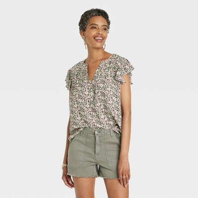Women's Ruffle Short Sleeve Button-Front Top - Knox Rose™ | Target