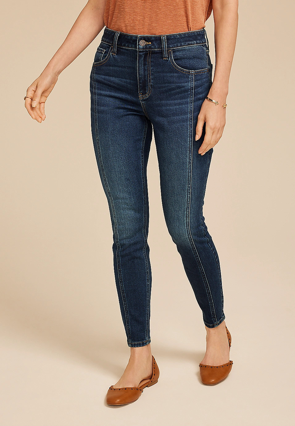 m jeans by maurices™ Dark High Rise Side Seam Jegging | Maurices
