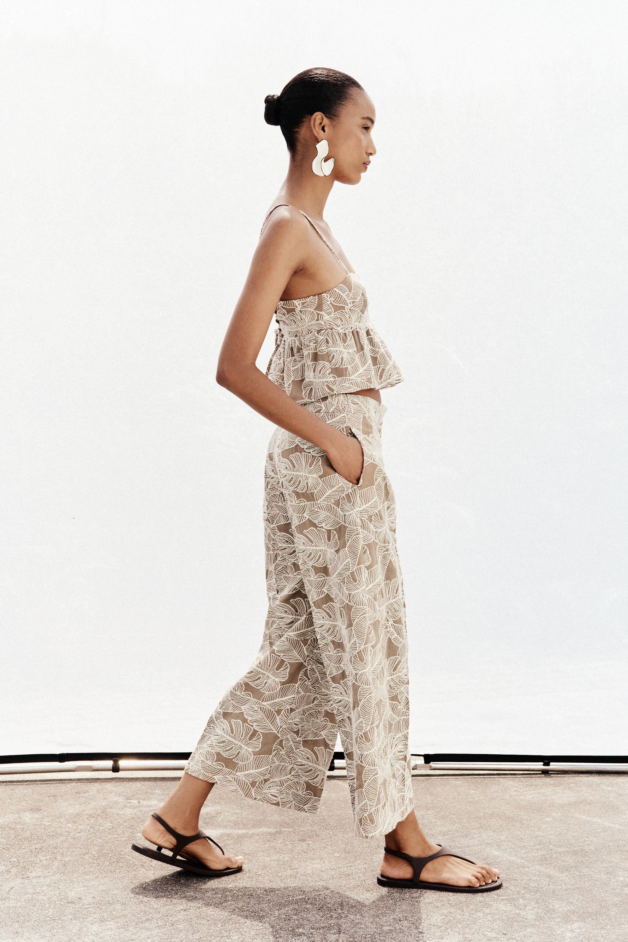 EMBROIDERED CULOTTE TROUSERS | Zara UK