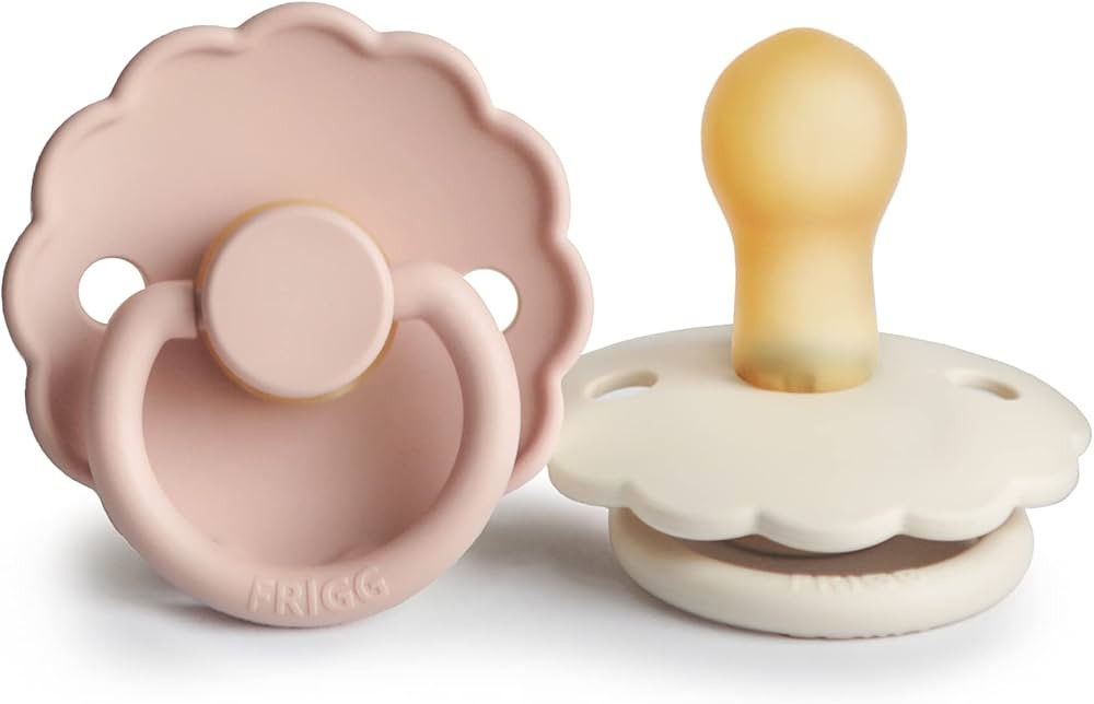 FRIGG Daisy Natural Rubber Baby Pacifier | Made in Denmark | BPA-Free (Blush/Cream, 0-6 Months) 2... | Amazon (US)