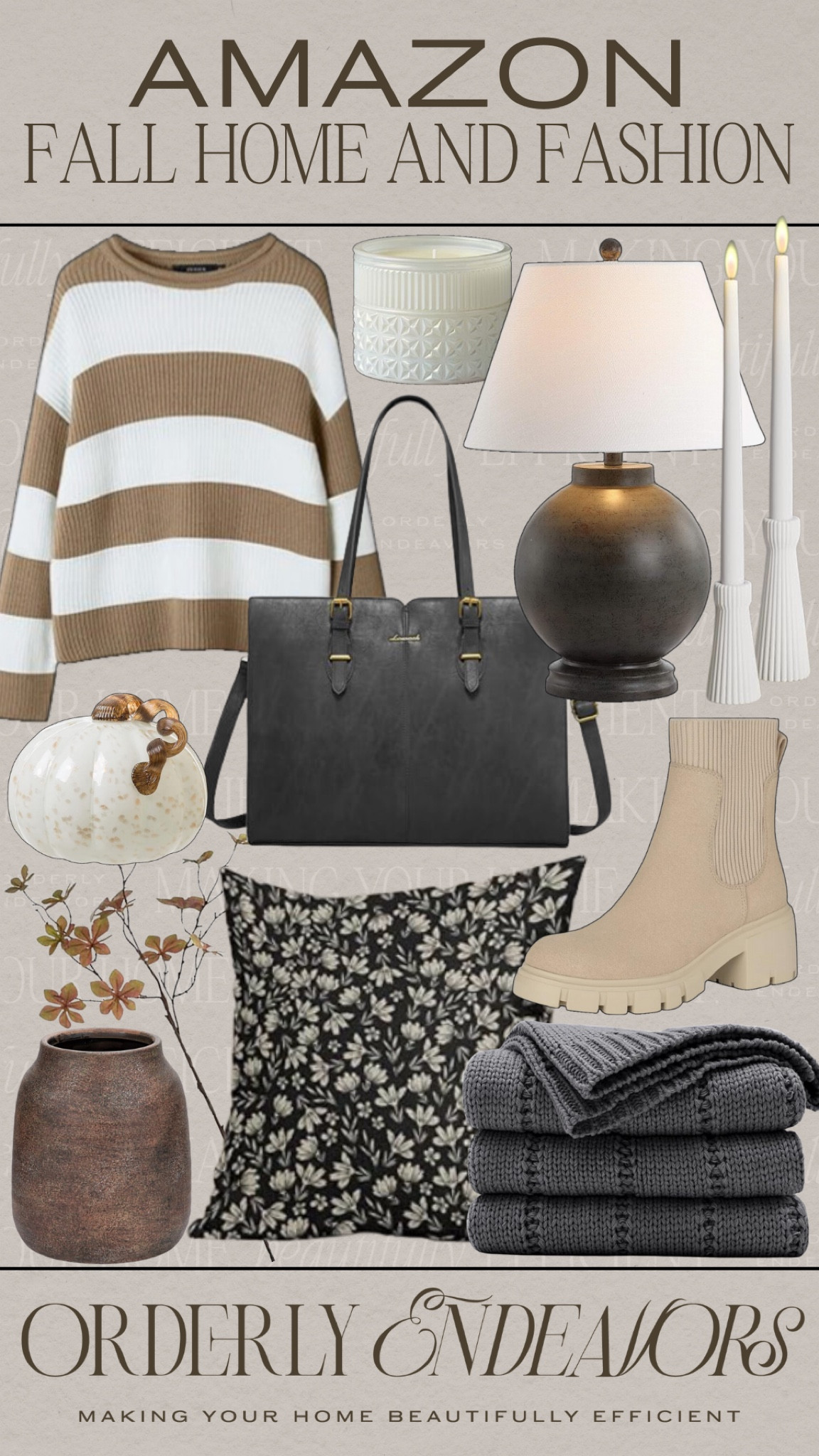 Fall home and fashion include sweater, bag, booties, table lamp, throw pillow, throw blanket, vase, stems, glass pumpkin, candle, candle stick holders.

Home decor, fall decor, fall fashion, fall home decor

#LTKStyleTip #LTKHome #LTKShoeCrush
