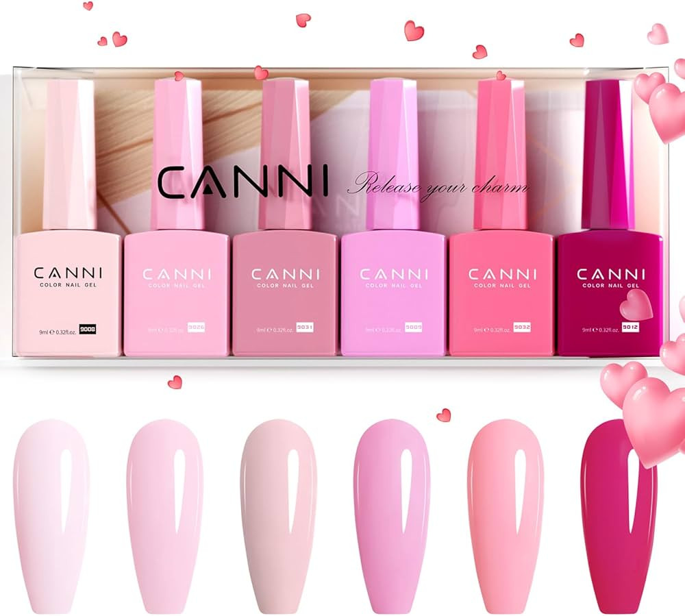 CANNI 9ml Hema-Free Gel Nail Polish Set- 6Pcs Light Pink Nail Gel Manicure Kit, Soak Off LED Poli... | Amazon (US)