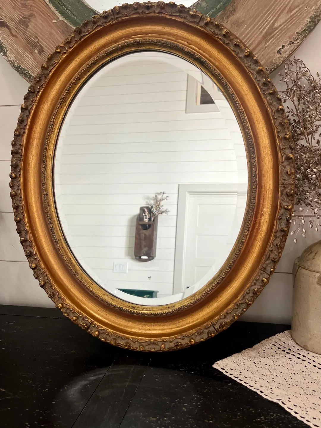 Vintage Oval Antique Gold Ornate Beveled Mirror | Etsy (US)