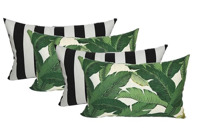 Set of 4 Indoor / Outdoor Decorative Lumbar / Rectangle Pillows - 2 Made with Tommy Bahama Swayin... | Amazon (US)