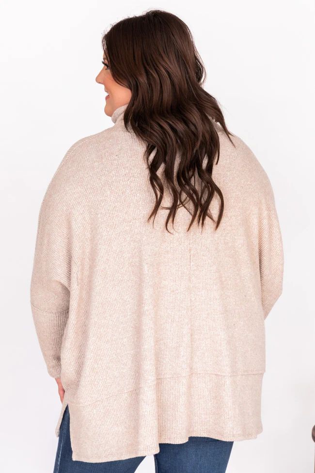 Obvious Reason Taupe Turtleneck Oversized Pullover | Pink Lily