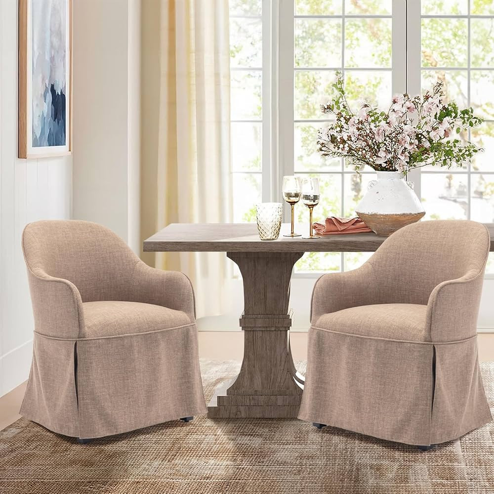 COLAMY Modern Accent Dining Chair Set of 2, Barrel Accent Armchair, 20 Inch Dining Chair with Cov... | Amazon (US)