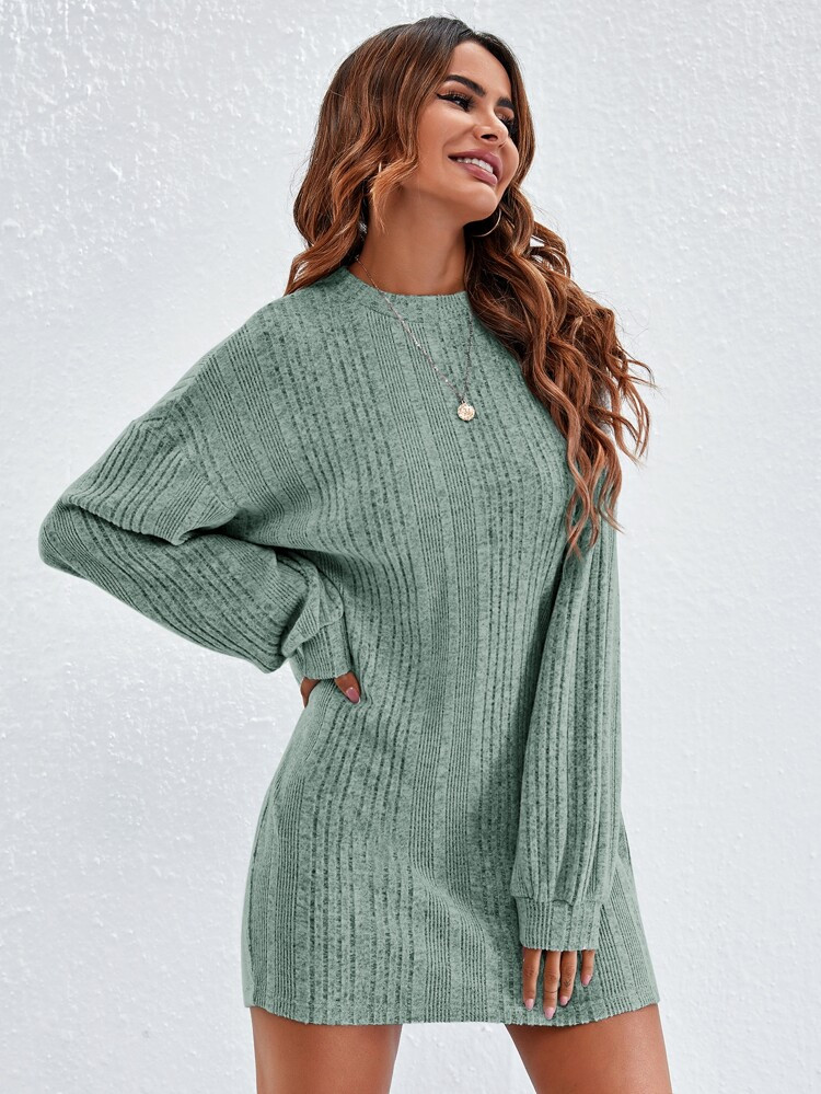 SHEIN Drop Shoulder Solid Tee Dress Without Belt | SHEIN