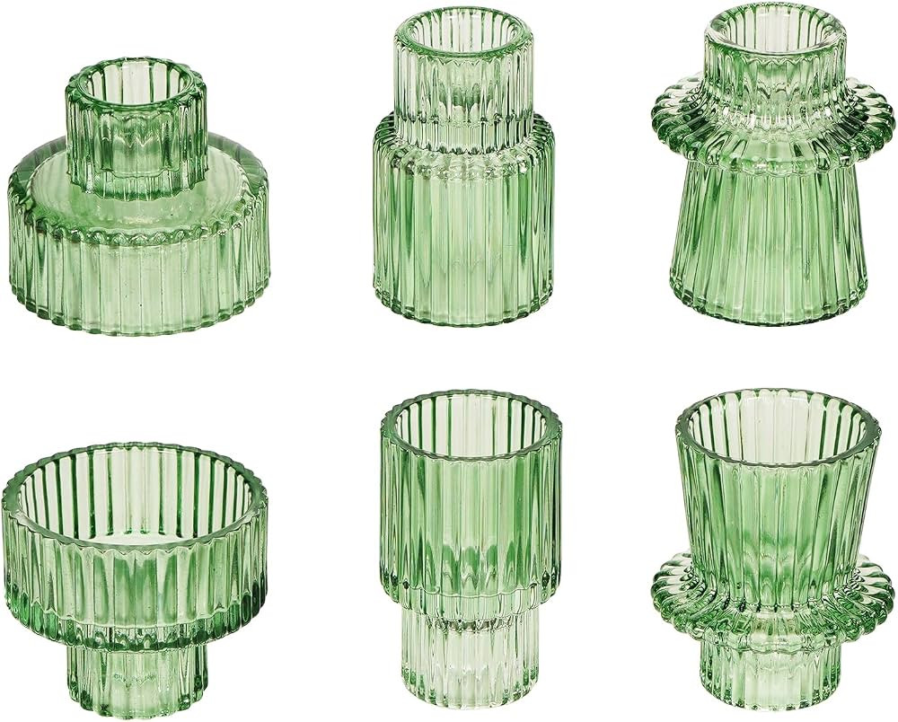 Green Glass Candlestick Holders Taper Candle holder for Table Centerpieces tealight Wedding Decor... | Amazon (US)