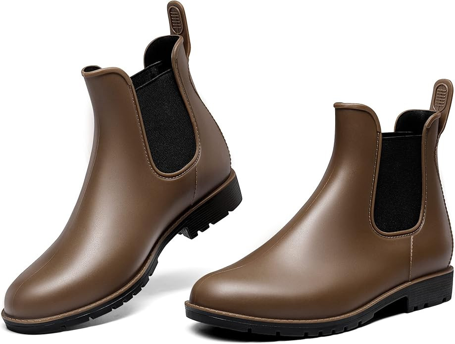 DREAM PAIRS Women's Wellington Ankle Rain Boots, Black, One Size | Amazon (UK)