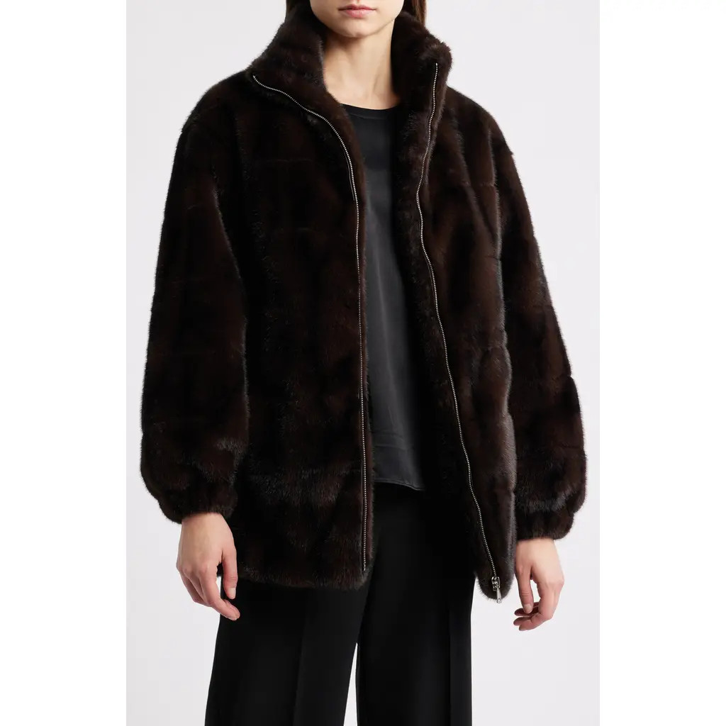 Elie Tahari The Eliana Faux Fur Coat in Brown Mink at Nordstrom, Size Small | Nordstrom