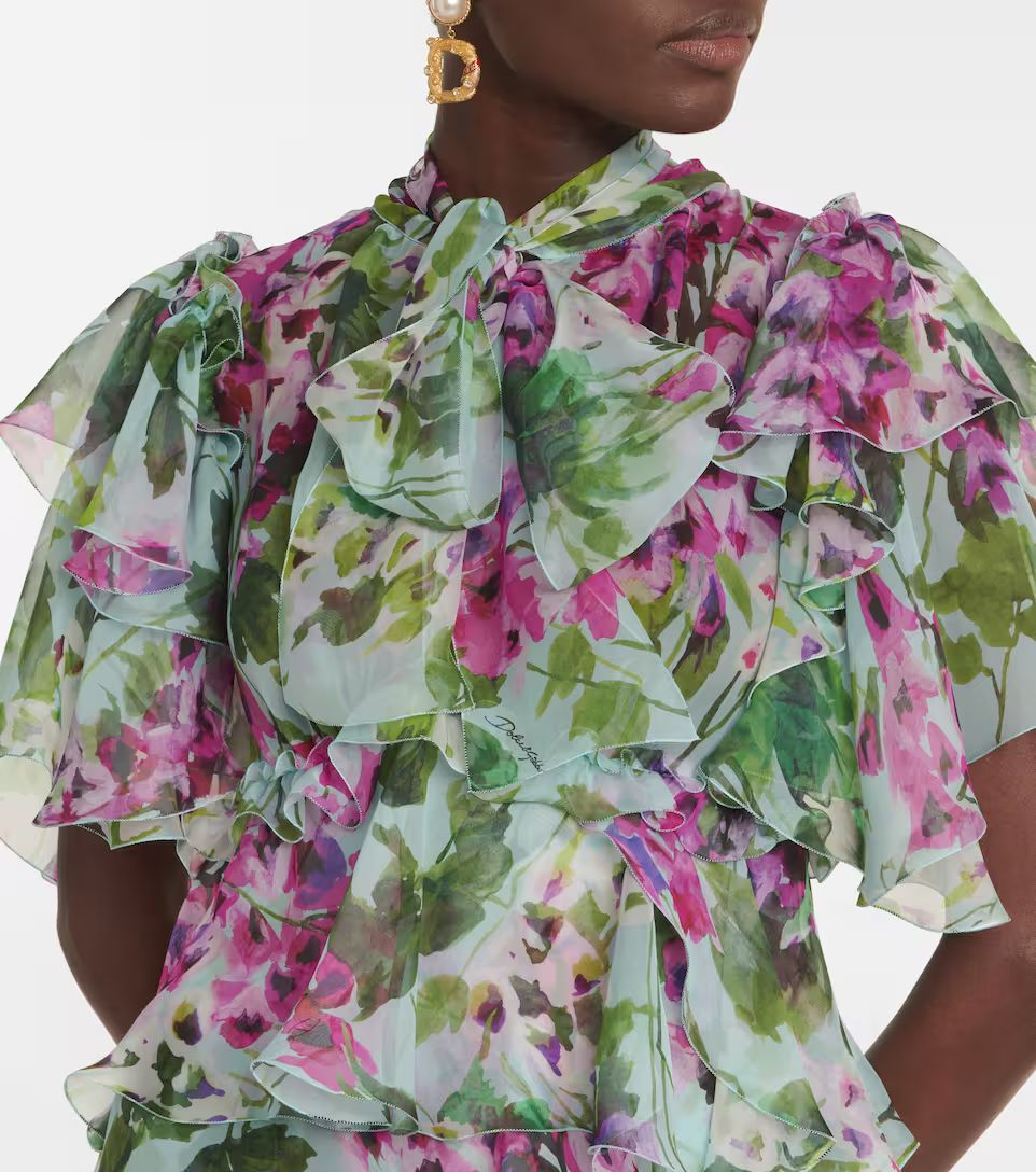 Floral silk chiffon midi dress | Mytheresa (US/CA)