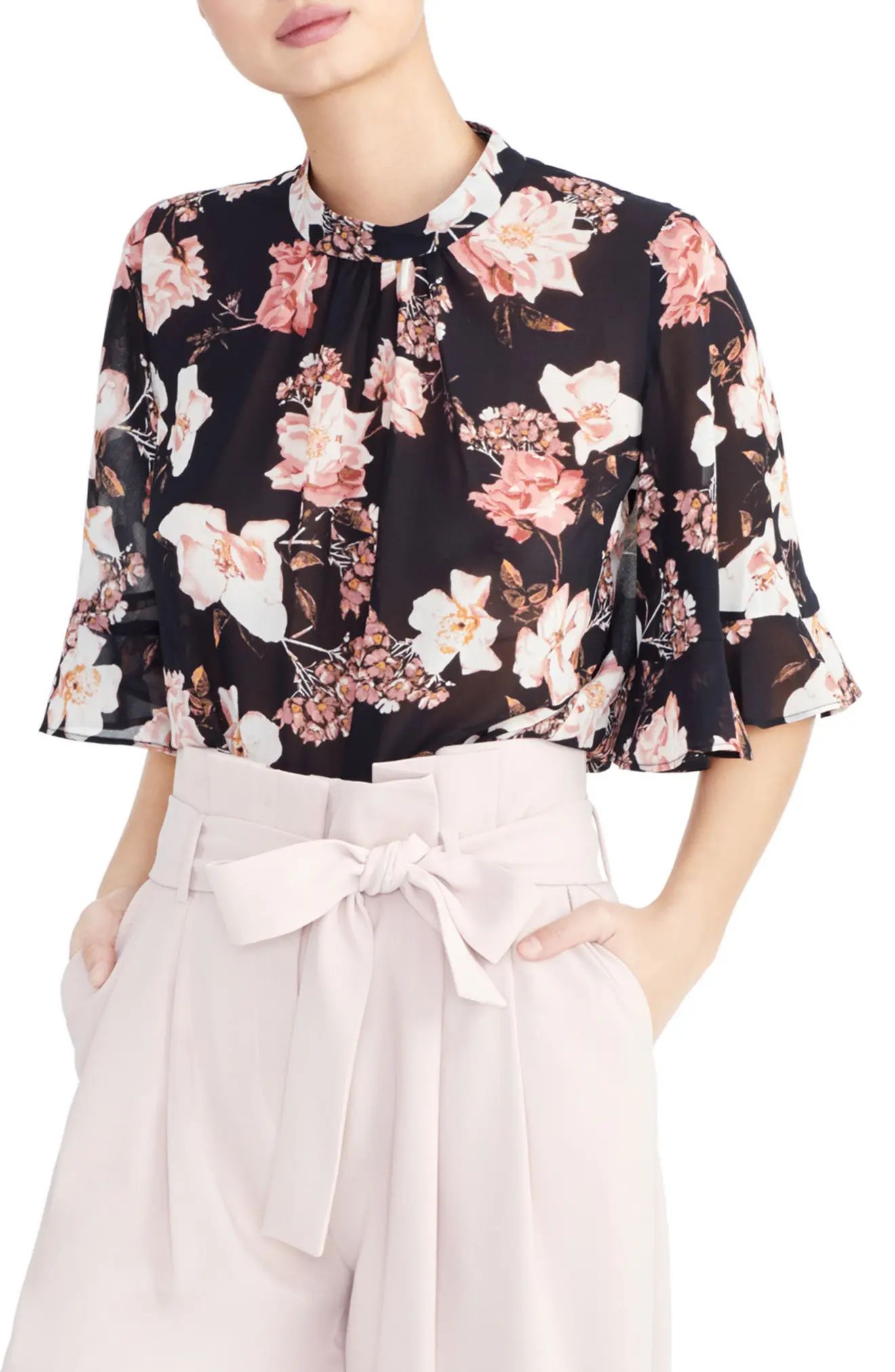 Women's Rachel Roy Collection Floral Ruffle Sleeve Blouse | Nordstrom