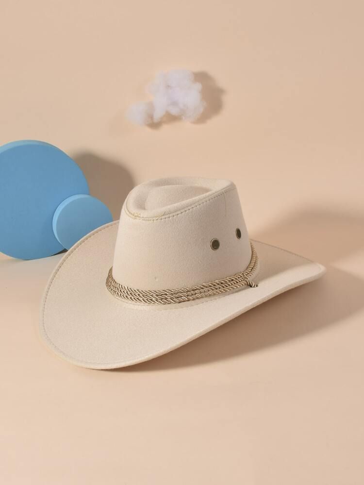 Drawstring Decor Suede Cowboy Hat | SHEIN