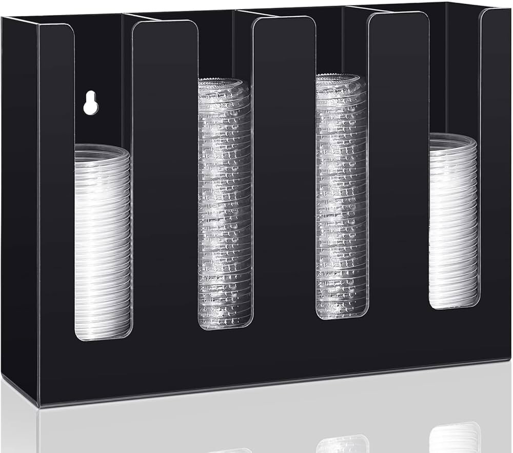 Cup Lid Organizer Acrylic Sauce Cup Dispenser 4 Compartments Countertop or Wall Mountplastic Sauc... | Amazon (US)