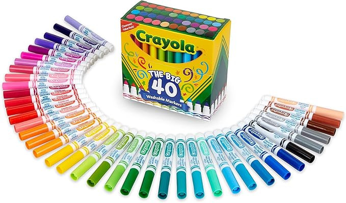 Crayola Ultra Clean Washable Markers (40ct), Coloring Markers for Kids, Coloring Book Marker Set,... | Amazon (US)
