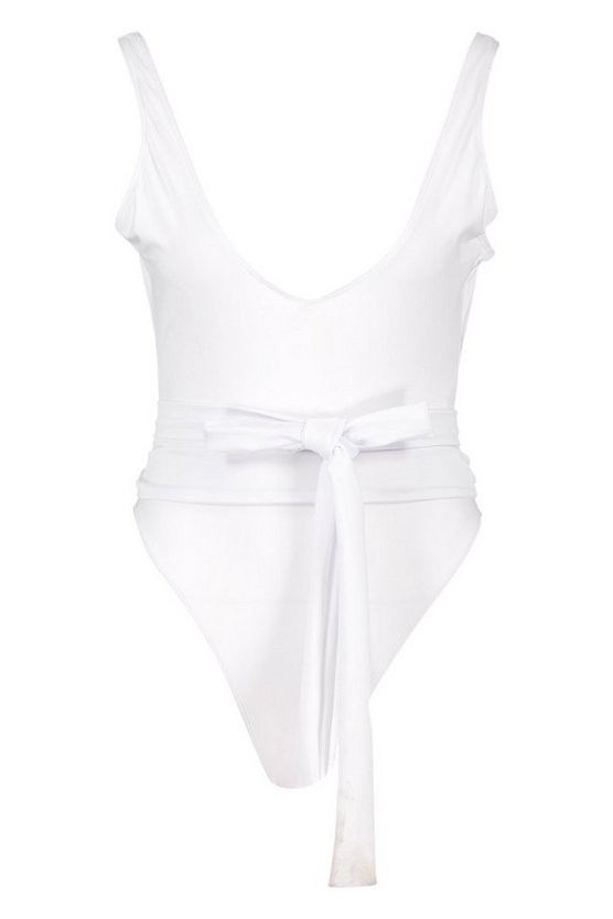 Tie Waist Belt Swimsuit | Boohoo.com (US & CA)