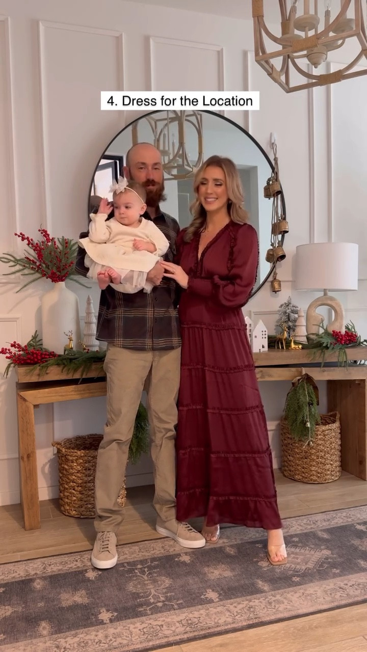 Comment SHOP & I’ll DM you the links to these outfits! The holidays are just around the corner, and if you’re considering family photos, I’m here to help style you with outfits from @macys ! Here are five tips for styling your family for those holiday pictures:
1.	Establish a Color Palette: Start with a neutral base and build your color scheme around it.
2.	Mix Textures and Patterns: Instead of matching colors exactly, choose variations of the same hue to create a relaxed, natural vibe.
3.	Select Seasonally Appropriate Fabrics: Opt for fabrics that match the weather—lightweight for summer and cozy knits for winter—to ensure comfort and cohesion.
4.	Dress for the Location: Pick outfits that complement the setting, like casual attire for the beach and more polished looks for an urban environment.
5.	Prioritize Fit: Make sure everyone wears well-fitting clothes that flatter their body types, as this enhances confidence and looks great in photos.
All of our looks are from @macys and you can head to my @shop.ltk to get the links!

#macyspartner #MacysGiftfluencer https://liketk.it/4VaBx