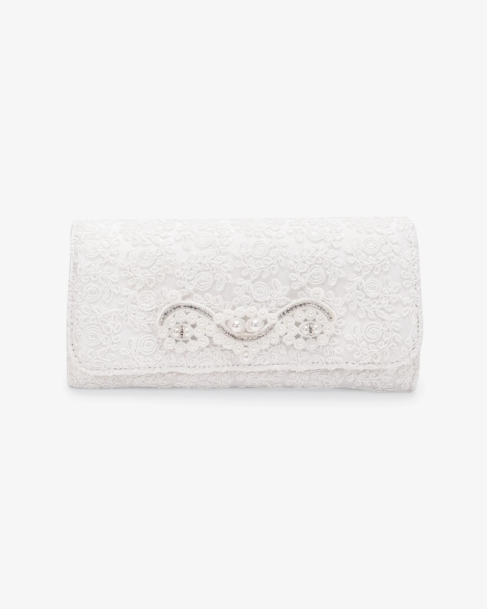 Crochet Wedding Clutch with Pearls Applique | Kailee P.