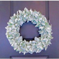 Lamb's Ear Wreath, Farmhouse Blue Year Round Front Door Wedding Spring Decor, Wreath | Etsy (US)