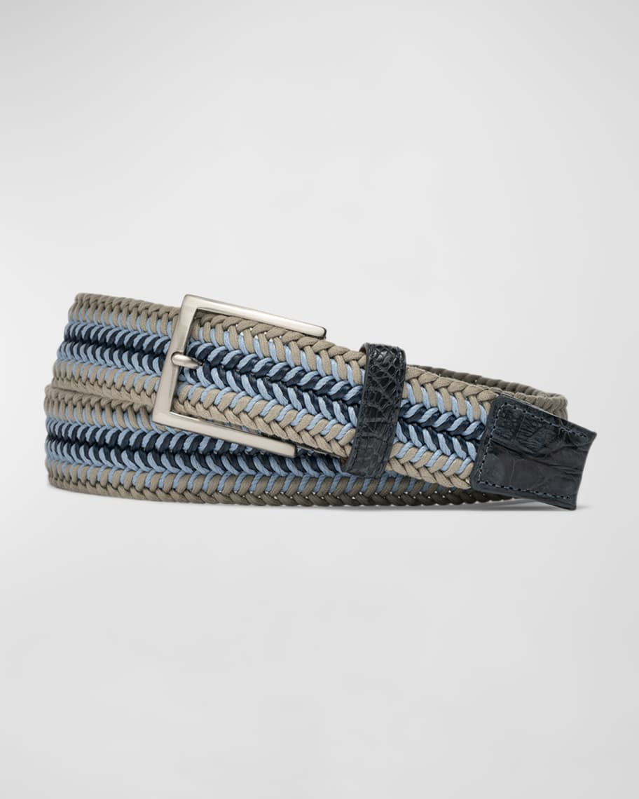 Men's Sport Stretch Belt with Crocodile Trim | Neiman Marcus