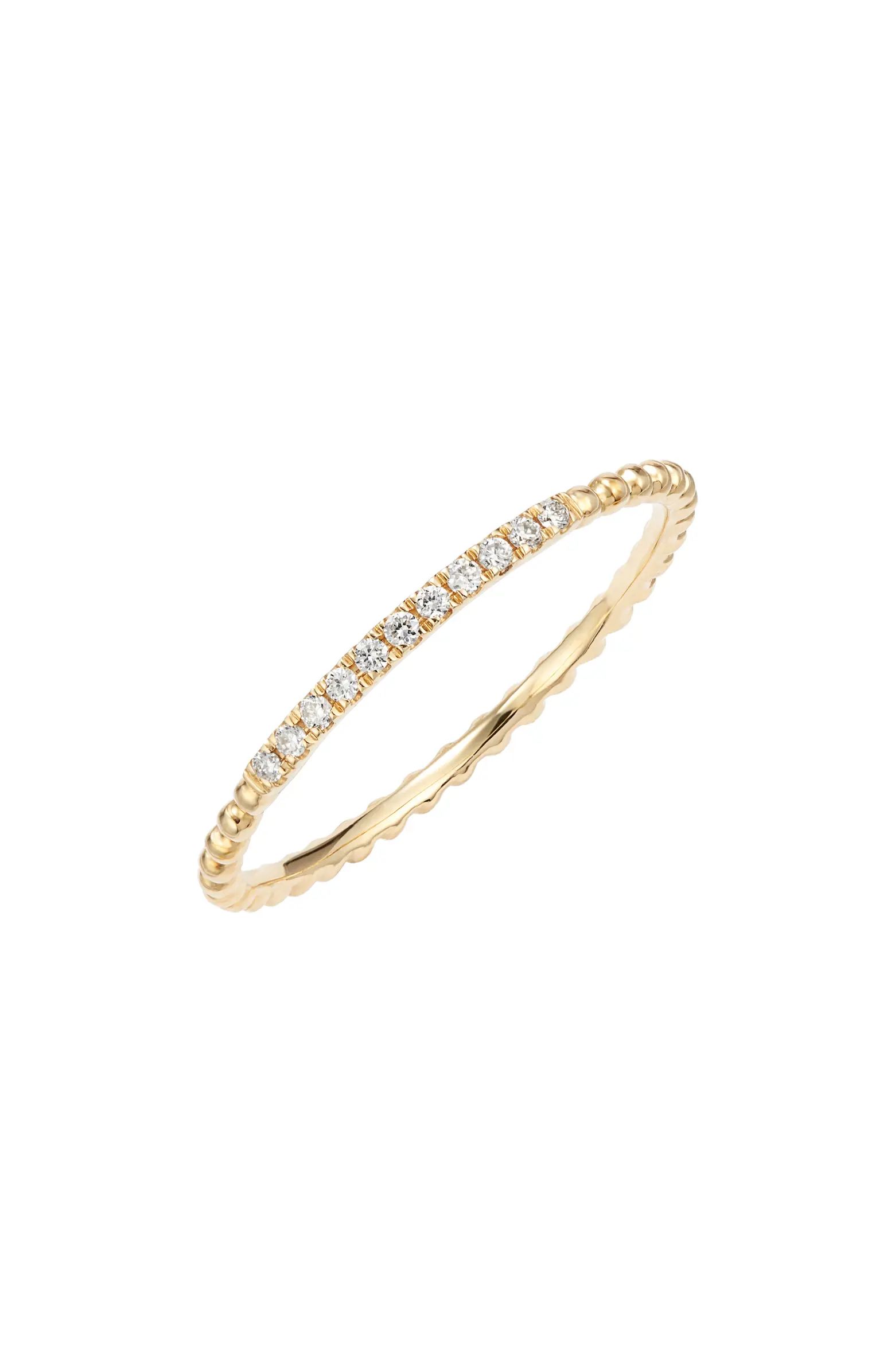 Diamond & 18K Gold Bead Stacking Ring | Nordstrom