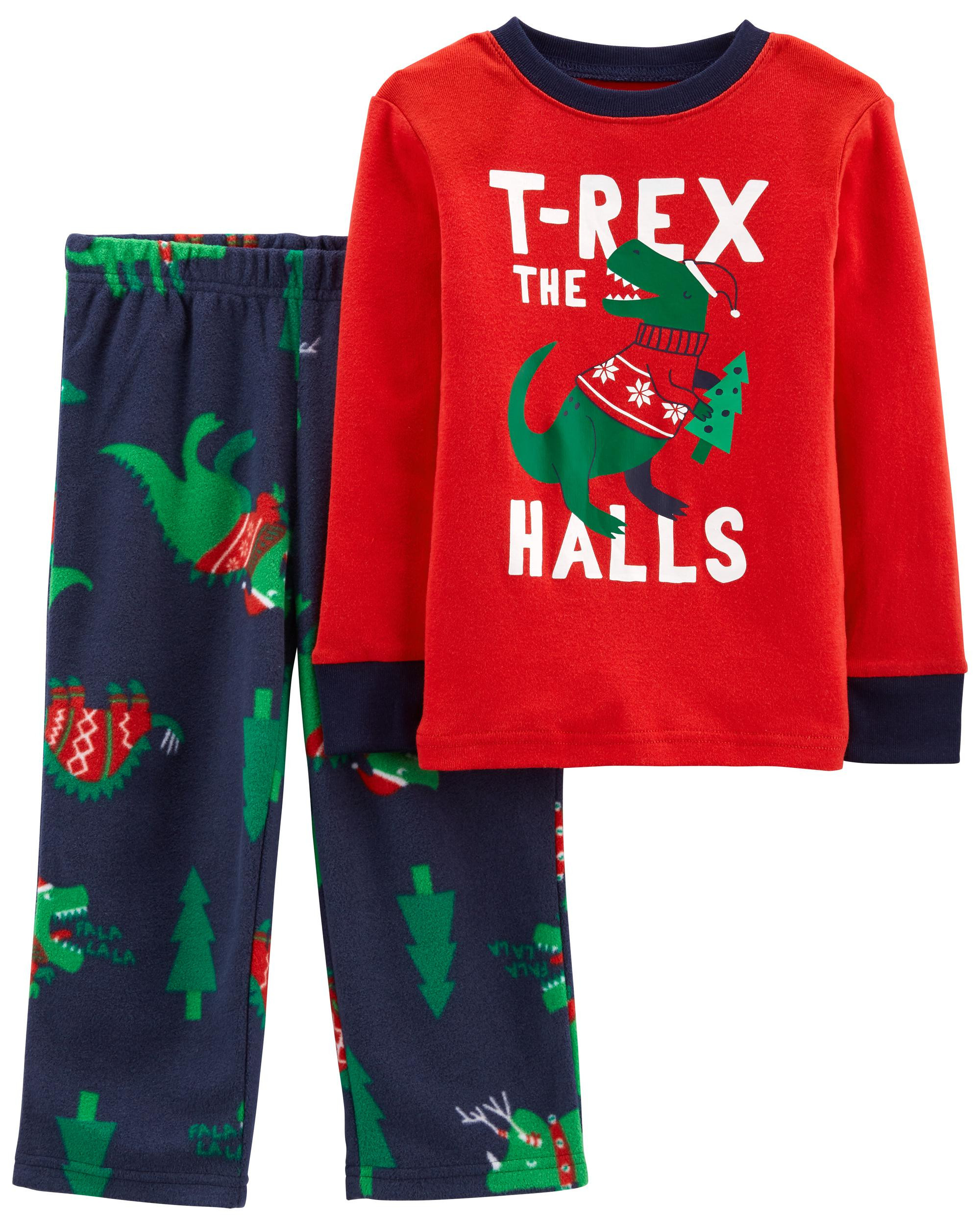 2-Piece Holiday Dinosaur Cotton & Fleece PJs | Carter's