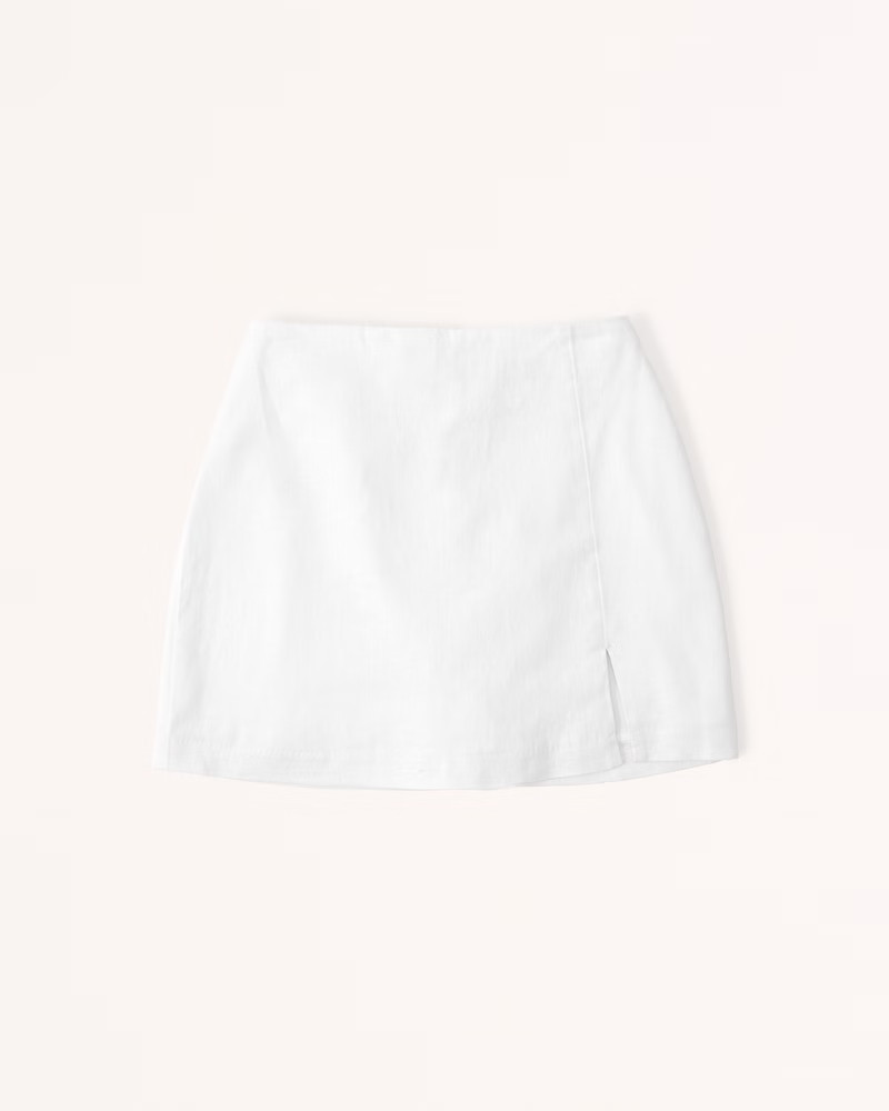 Linen-Blend Slit Mini Skort | Abercrombie & Fitch (US)