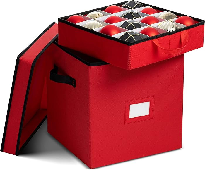 Zober Christmas Ornament Storage Box - Stores 64 Ornaments - Non-Woven, Tear- Proof Christmas Orn... | Amazon (US)