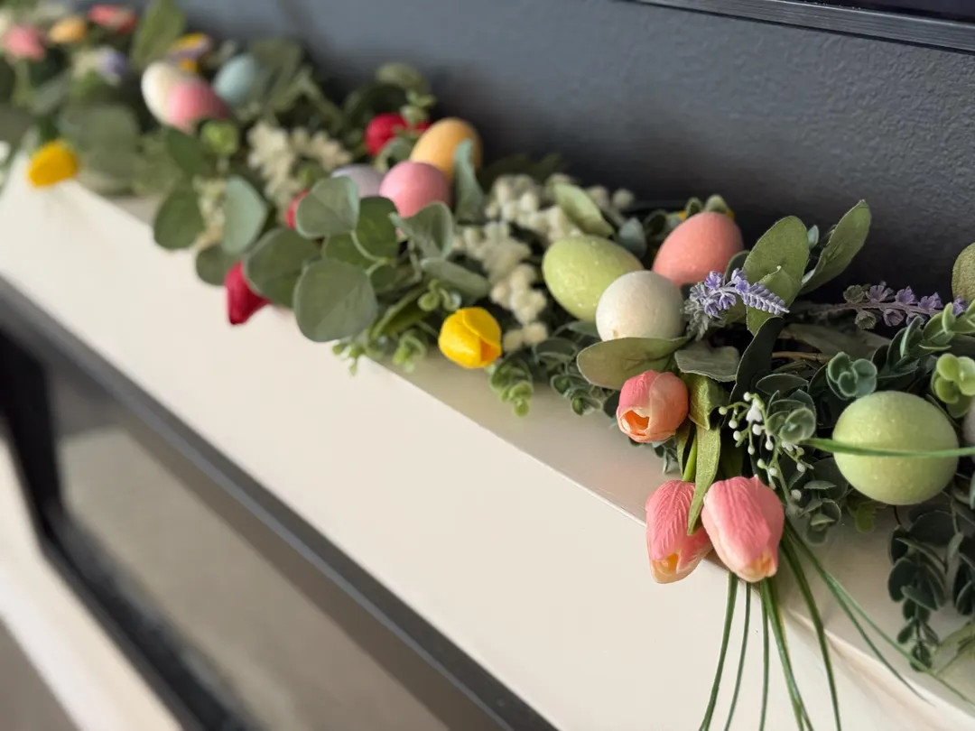 Easter garland with eggs, Easter eucalyptus garland, Tulip arrangement, Easter floral arrangement... | Etsy (US)