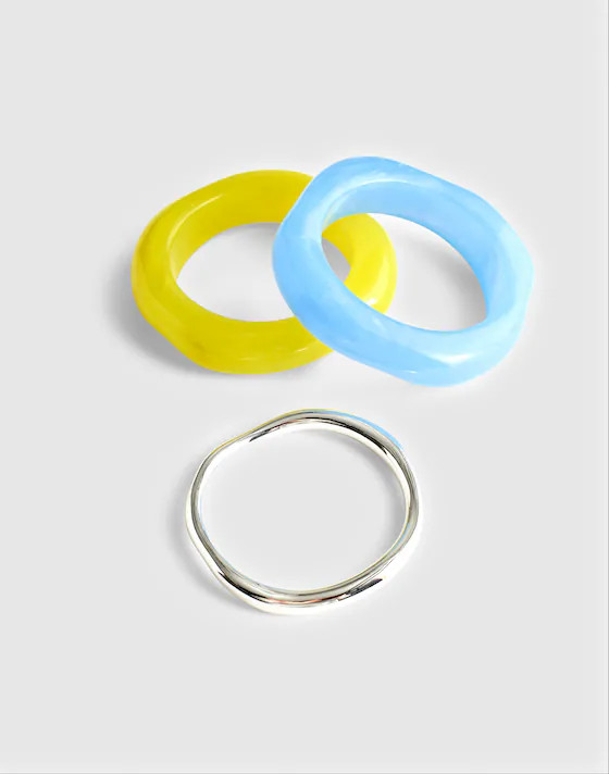 Three-Pack Sculptural Resin Bangle Bracelet Set | Madewell