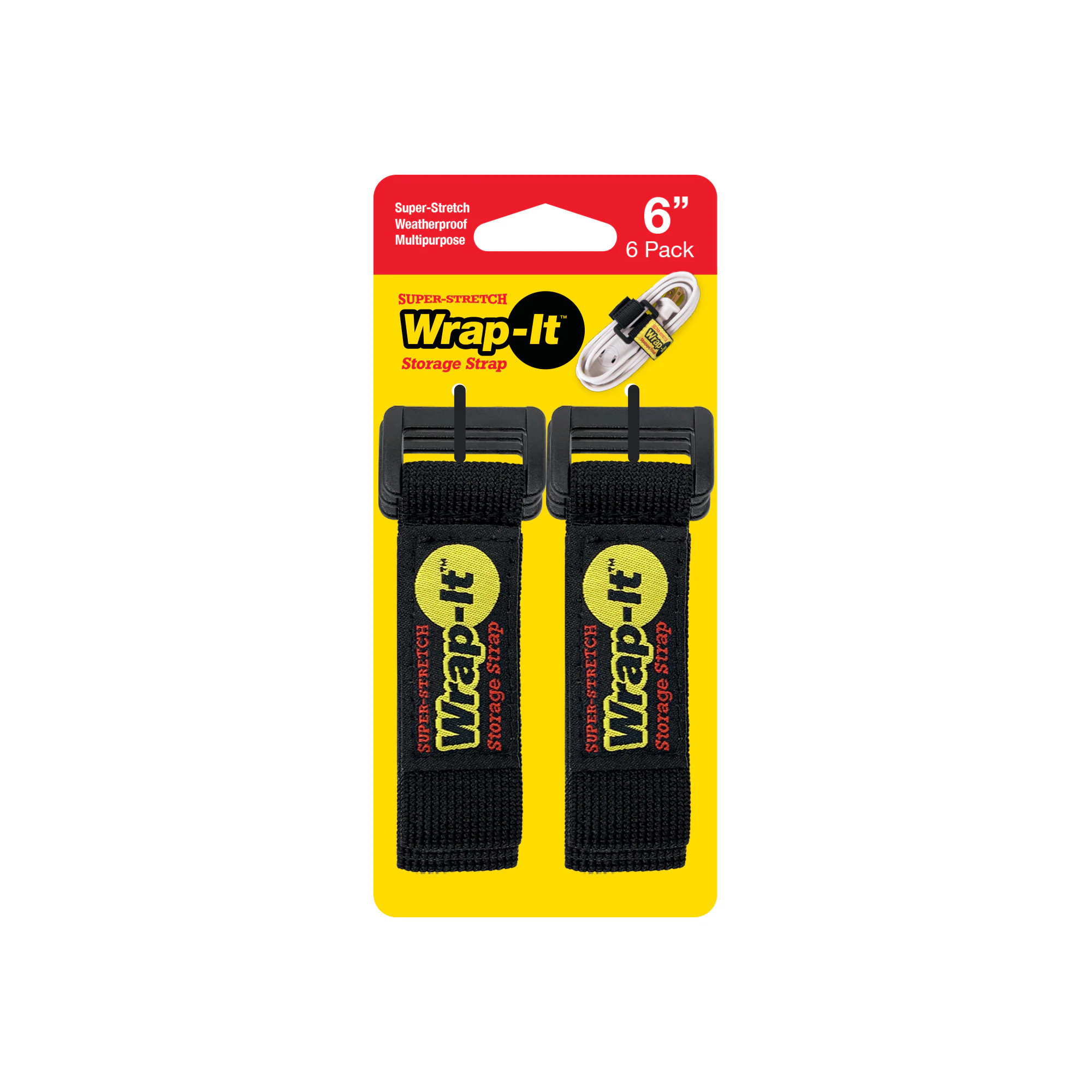 Wrap-It Super-Stretch 6 Inch Black Hook loop fastener 6 -Pack | 706-06B | Lowe's