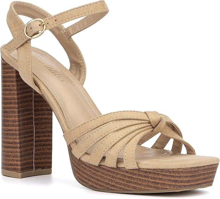 Olivia Miller Women’s Fashion Ladies Shoes, Knot PU Vegan Leather w Cork Platform n Adjustable ... | Amazon (US)